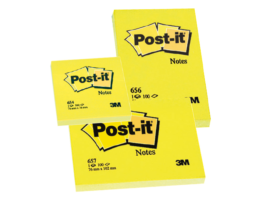 BLOC DE NOTAS ADHESIVAS QUITA Y PON POST-IT 76X76 MM CON 100 HOJAS