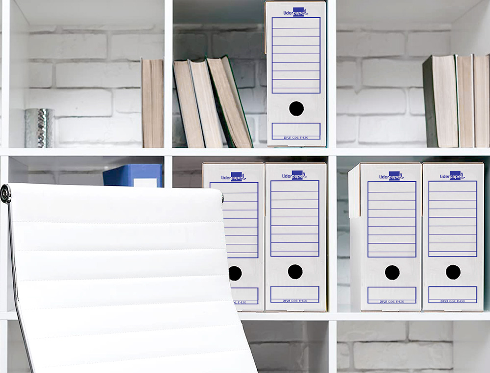 CAJA ARCHIVO DEFINITIVO LIDERPAPEL ECOUSE CARTON 100% RECICLADO FOLIO PROLONGADO 388X275X116MM 325G/M2
