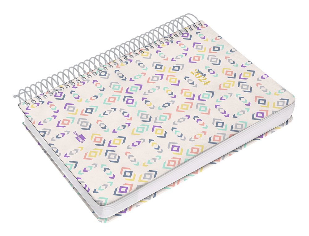 AGENDA ESPIRAL LIDERPAPEL PERISSA A5 2024 SEMANA VISTA PAPEL 80 GR DISEO SQUARE