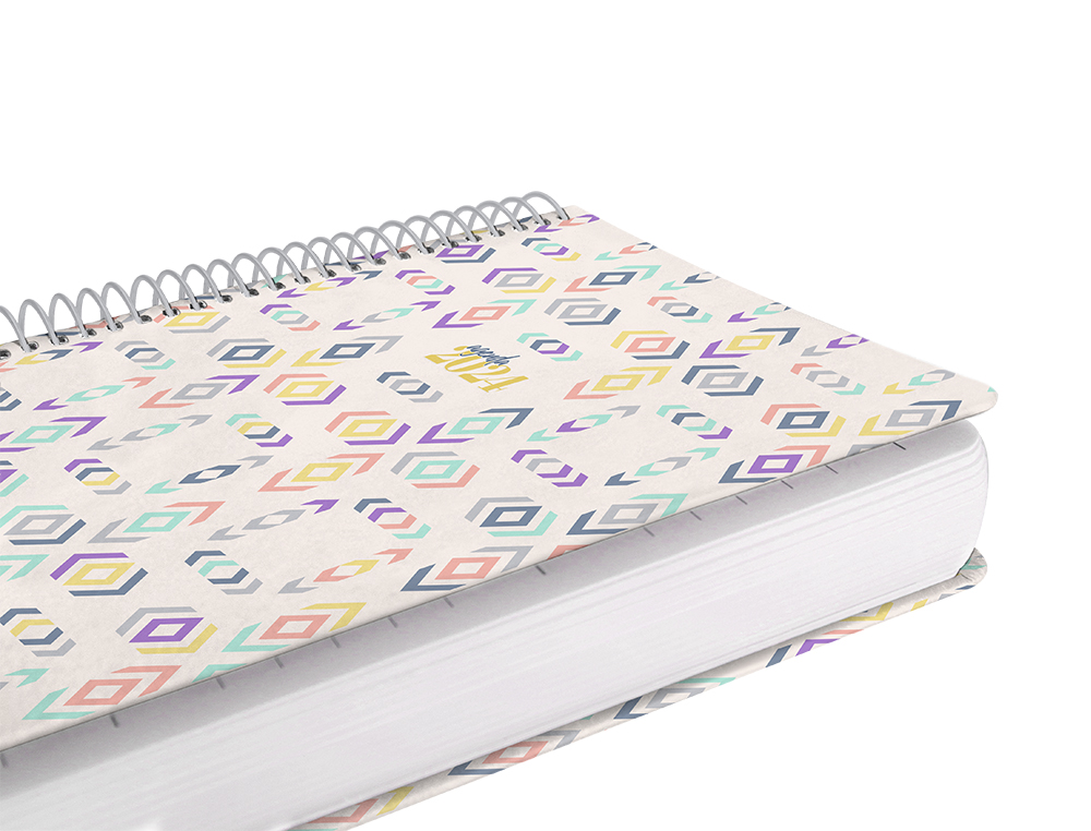 AGENDA ESPIRAL LIDERPAPEL PERISSA A5 2024 SEMANA VISTA PAPEL 80 GR DISEO SQUARE