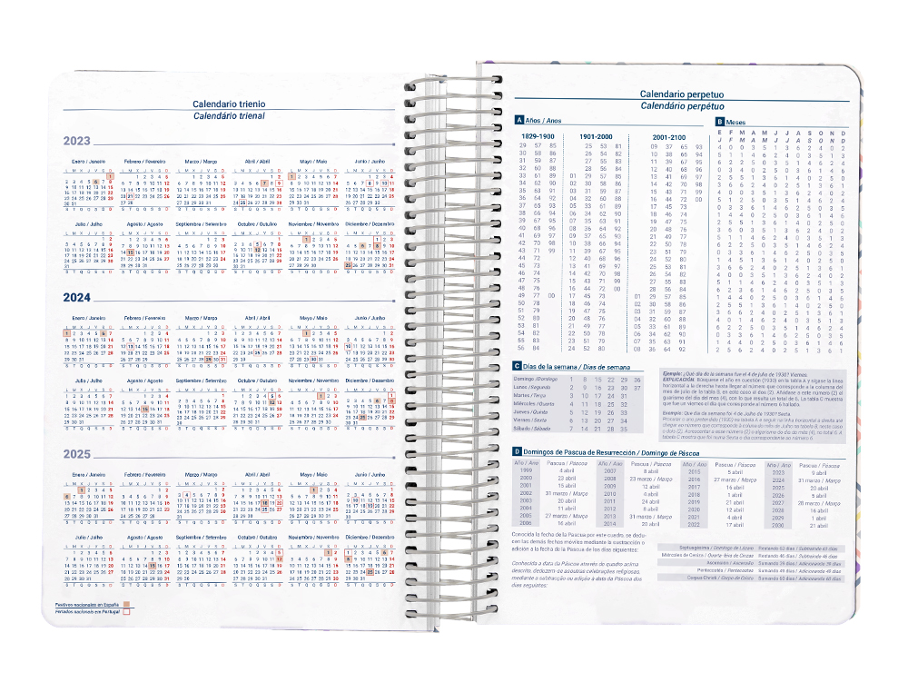 AGENDA ESPIRAL LIDERPAPEL PERISSA A5 2024 SEMANA VISTA PAPEL 80 GR DISEO SQUARE