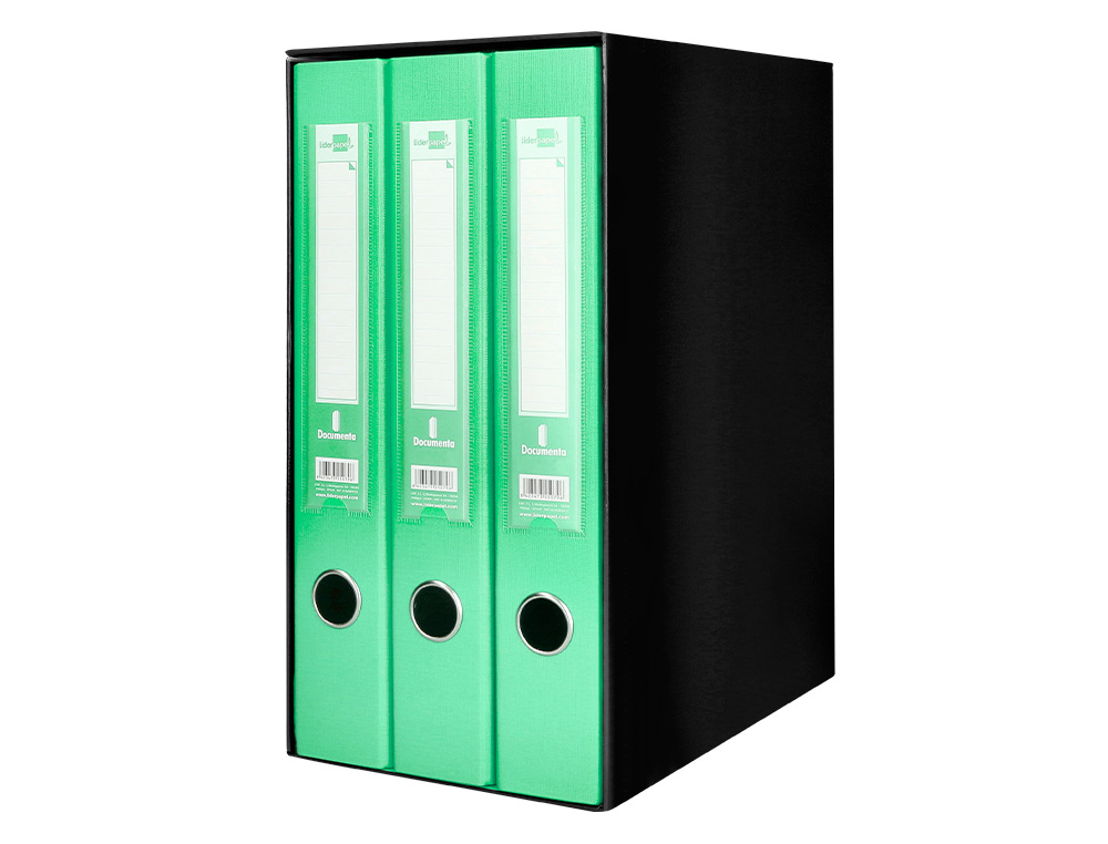 MODULO LIDERPAPEL 3 ARCHIVADORES FOLIO 2 ANILLAS MECANISMO DE PALANCA 52MM VERDE PASTEL
