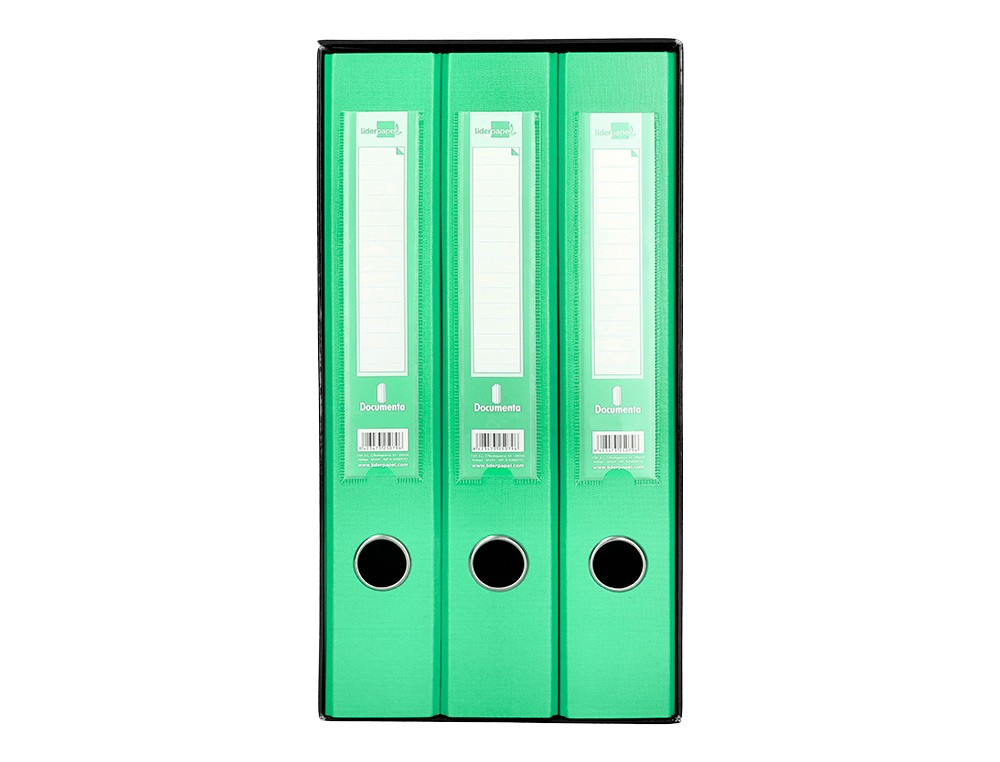 MODULO LIDERPAPEL 3 ARCHIVADORES FOLIO 2 ANILLAS MECANISMO DE PALANCA 52MM VERDE PASTEL
