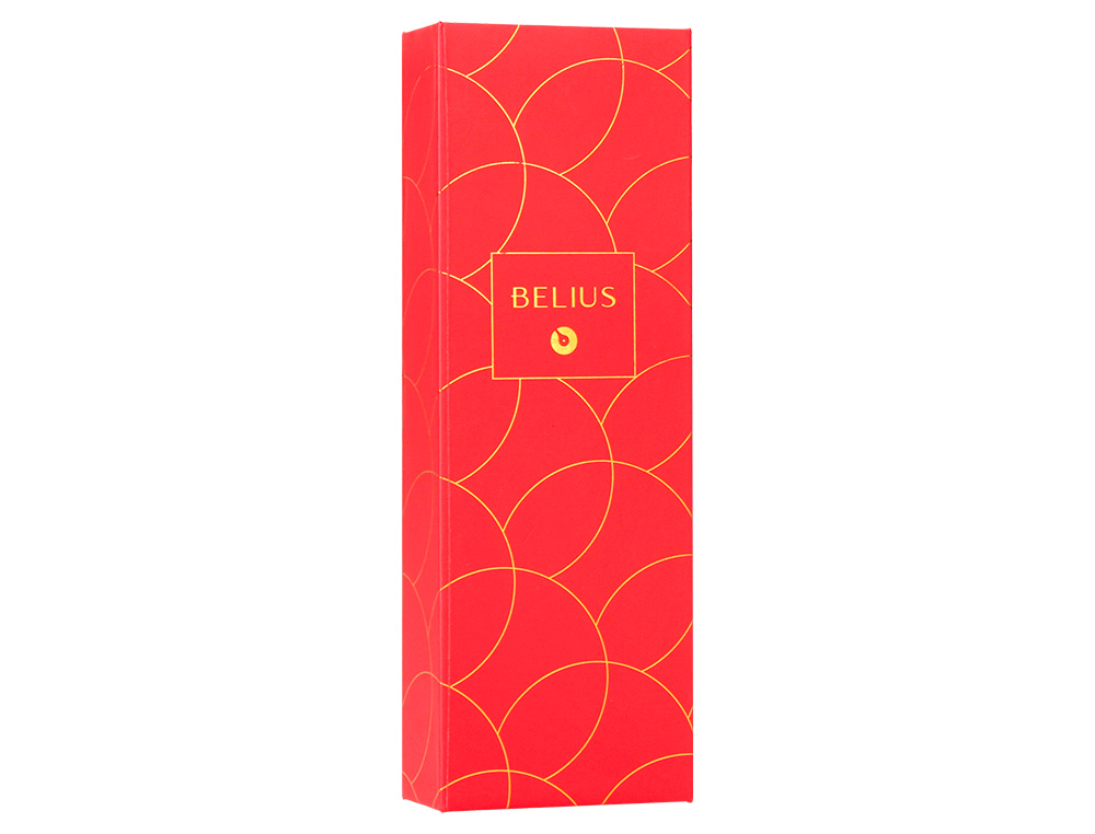 BOLIGRAFO BELIUS PASSION DOR ALUMINIO TEXTURA CEPILLADA COLOR ROJO Y DORADO TINTA AZUL CAJA DE DISEO
