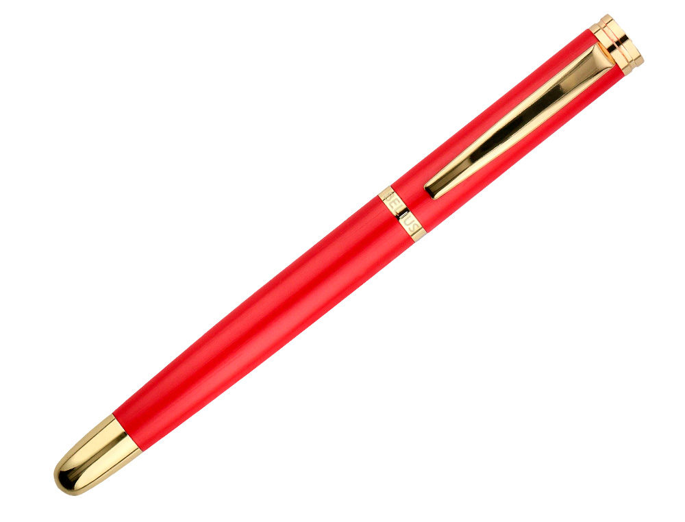 BOLIGRAFO BELIUS PASSION DOR ALUMINIO TEXTURA CEPILLADA COLOR ROJO Y DORADO TINTA AZUL CAJA DE DISEO