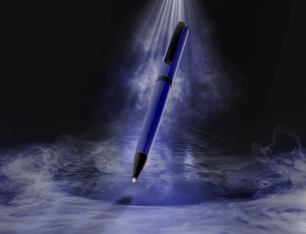 BOLIGRAFO BELIUS TURBO ALUMINIO COLOR AZUL Y NEGRO TINTA AZUL CAJA DE DISEO