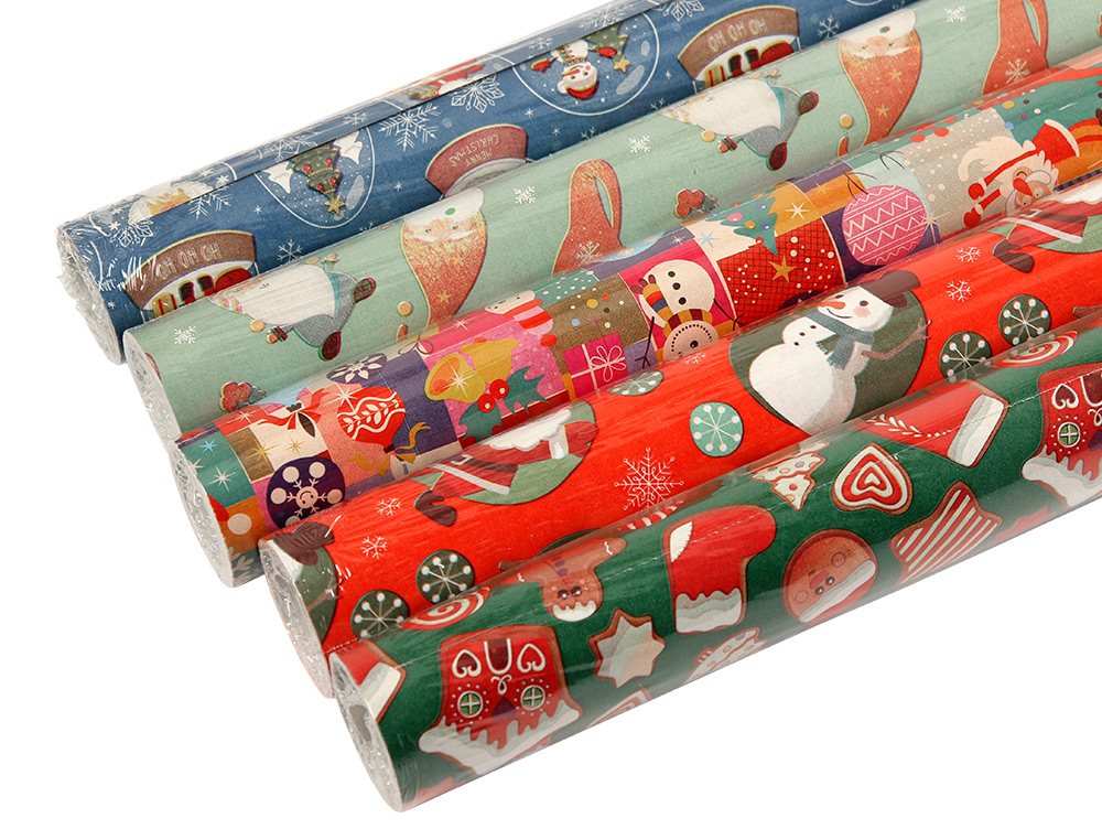 PAPEL DE REGALO LIDERPAPEL NAVIDAD ROLLO ANCHO 70 CM LONGITUD 2 MT GRAMAJE 60 GR DISEOS SURTIDOS