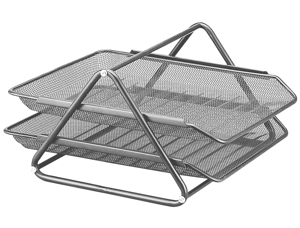 BANDEJA SOBREMESA METALICA Q-CONNECT REJILLA GXA100 PLATA 2 BANDEJAS MOVIBLES 300X185X350 MM