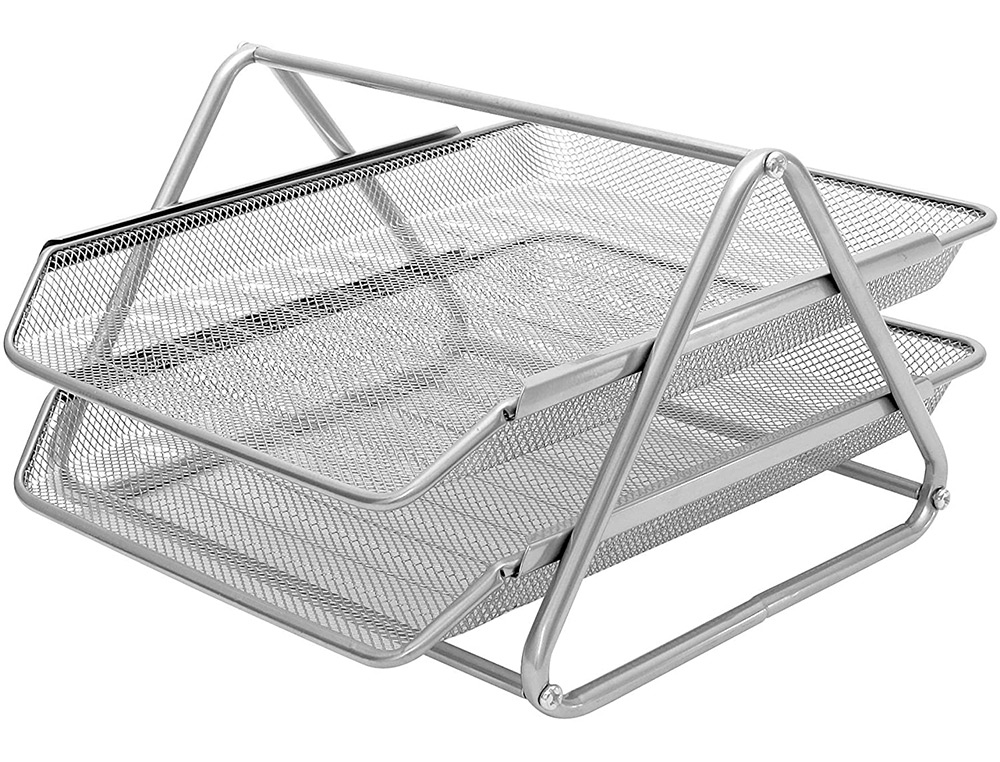 BANDEJA SOBREMESA METALICA Q-CONNECT REJILLA GXA100 PLATA 2 BANDEJAS MOVIBLES 300X185X350 MM
