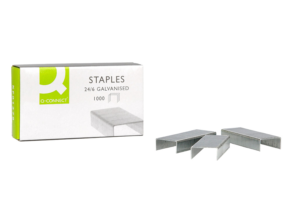GRAPAS Q-CONNECT Nº 22/6 24/6 GALVANIZADAS CAJA DE 1000 UNIDADES