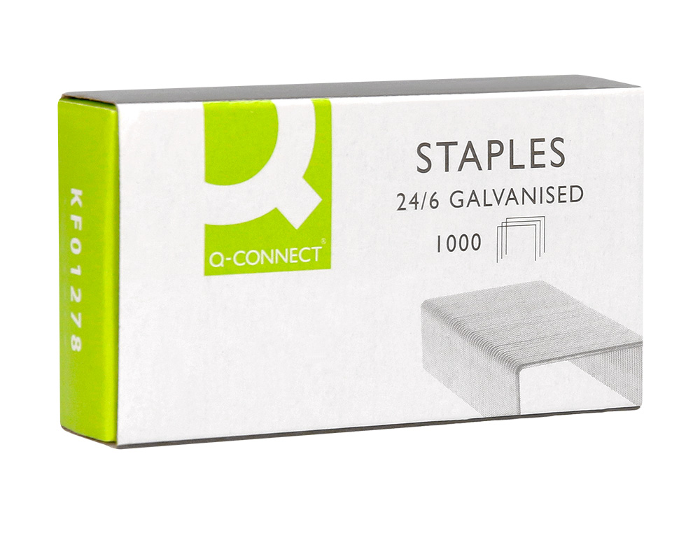 GRAPAS Q-CONNECT Nº 22/6 24/6 GALVANIZADAS CAJA DE 1000 UNIDADES