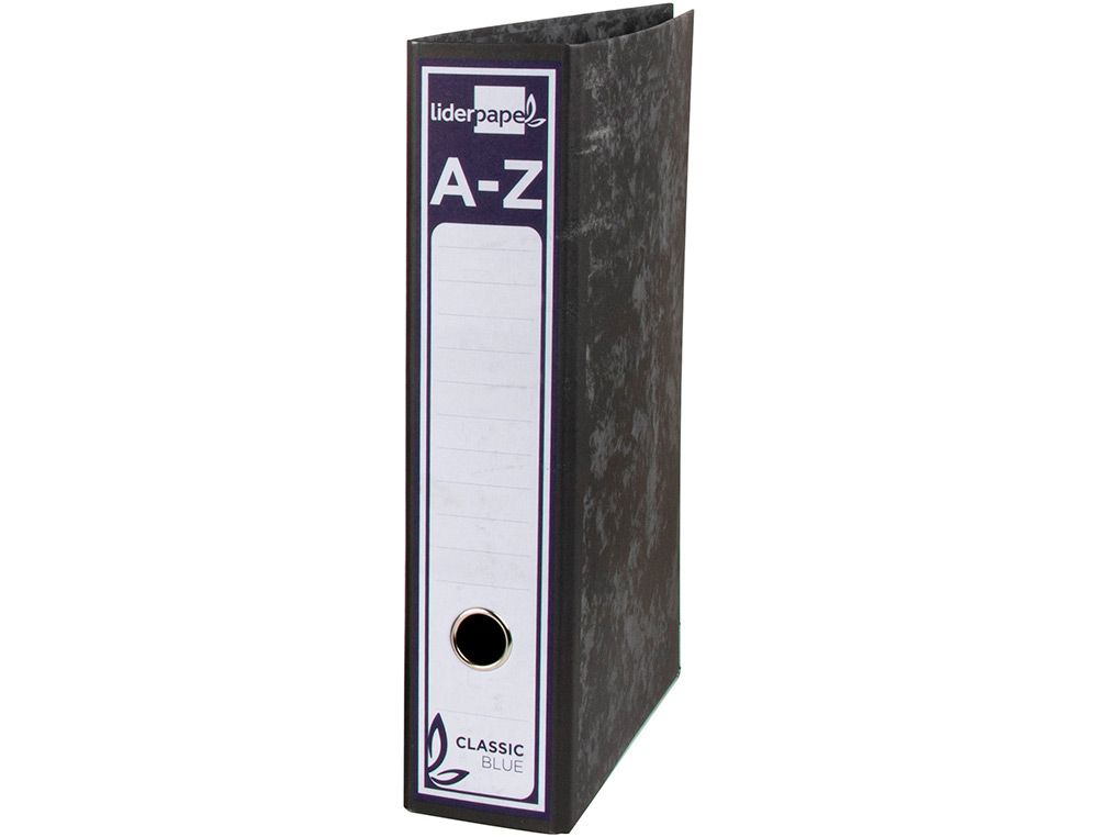 ARCHIVADOR DE PALANCA LIDERPAPEL CARTON FORRADO FOLIO JASPEADO NEGRO CON CAJA CLASSIC BLUE