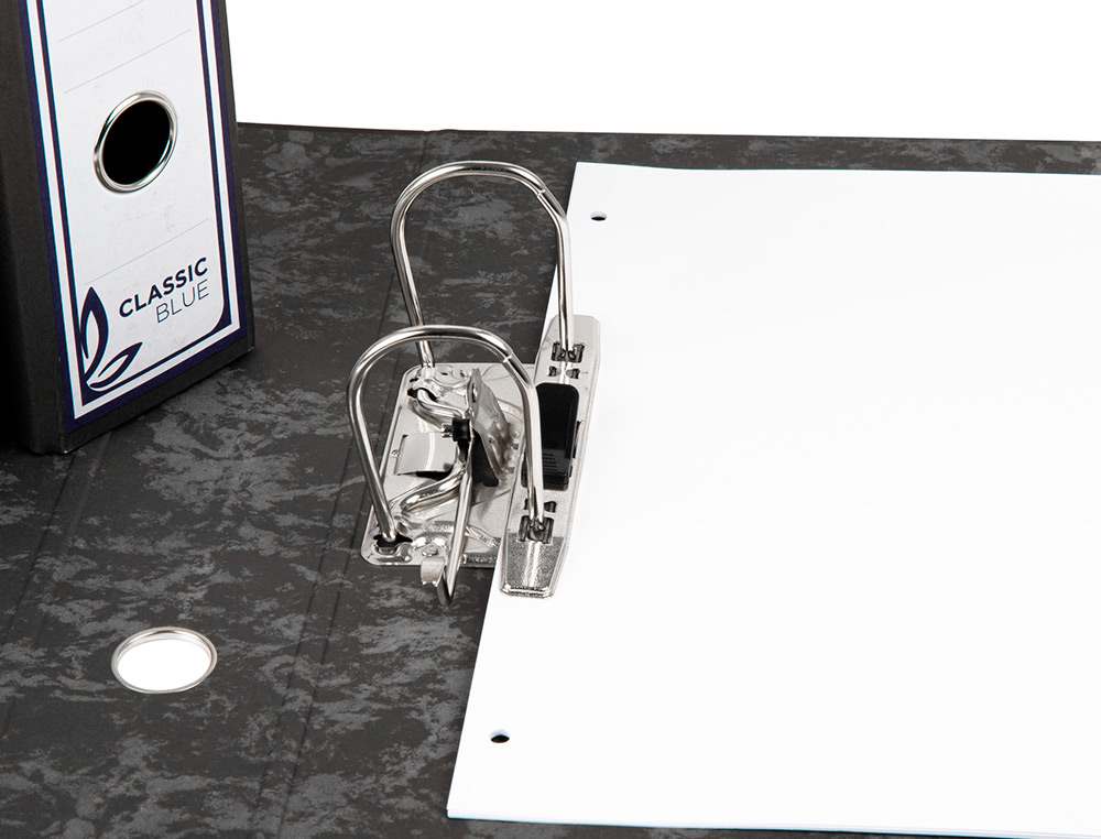 ARCHIVADOR DE PALANCA LIDERPAPEL CARTON FORRADO FOLIO JASPEADO NEGRO CON CAJA CLASSIC BLUE