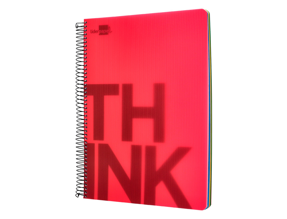 CUADERNO ESPIRAL LIDERPAPEL A4 MICRO THINK TAPA PLASTICO 140H 80 GR CUADRO 5MM 5 BANDAS 4 TALADROS 4