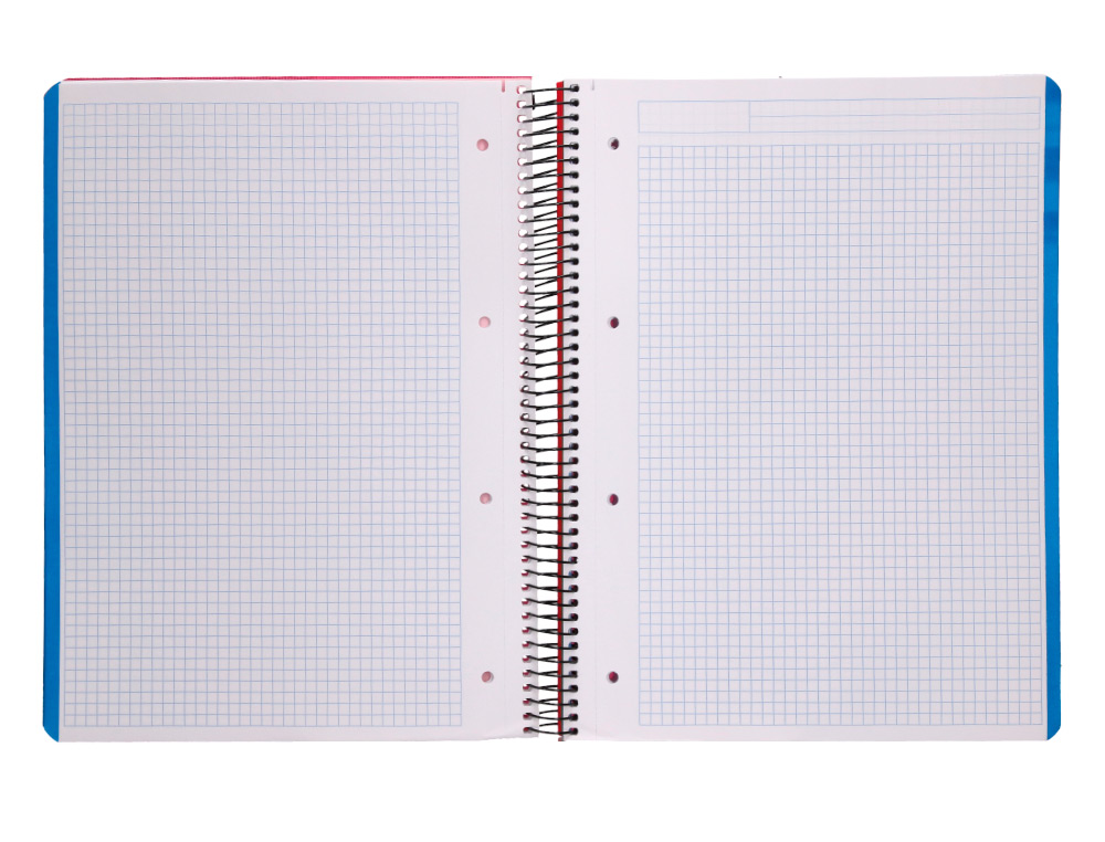 CUADERNO ESPIRAL LIDERPAPEL A4 MICRO THINK TAPA PLASTICO 140H 80 GR CUADRO 5MM 5 BANDAS 4 TALADROS 4