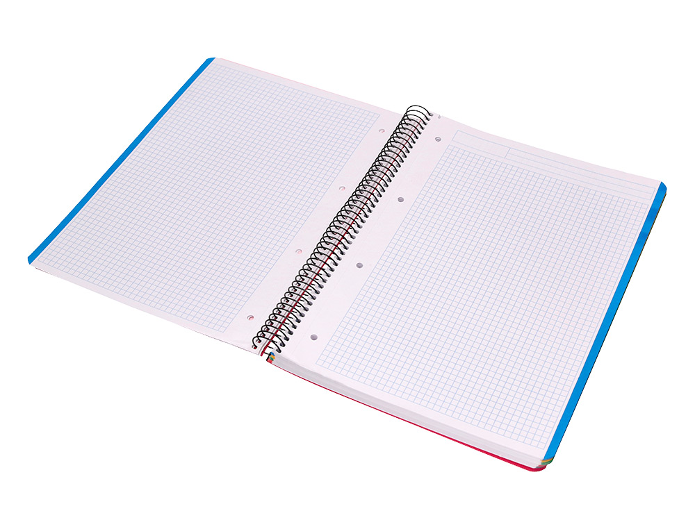 CUADERNO ESPIRAL LIDERPAPEL A4 MICRO THINK TAPA PLASTICO 140H 80 GR CUADRO 5MM 5 BANDAS 4 TALADROS 4