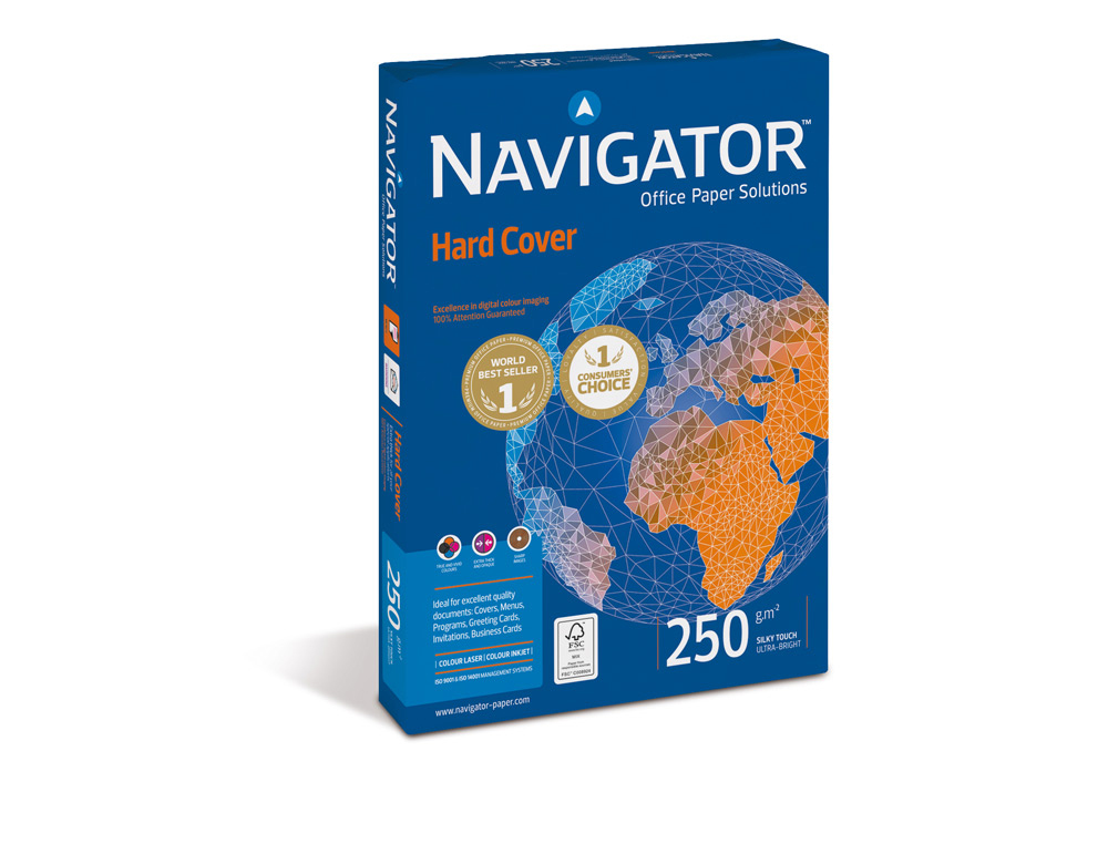 PAPEL FOTOCOPIADORA NAVIGATOR HARD COVER DIN A4 250 GR PAPEL MULTIUSO INK-JET Y LASER PAQUETE DE 125 HOJAS